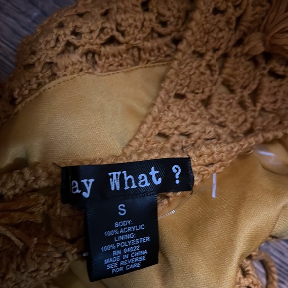 Lined Crochet Cropped Top with Open Tie Back With Tassels - Picture 3 of 3